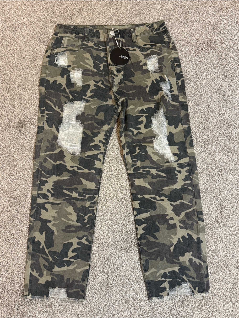 mittoshop Olive Camo Distressed Jeans
